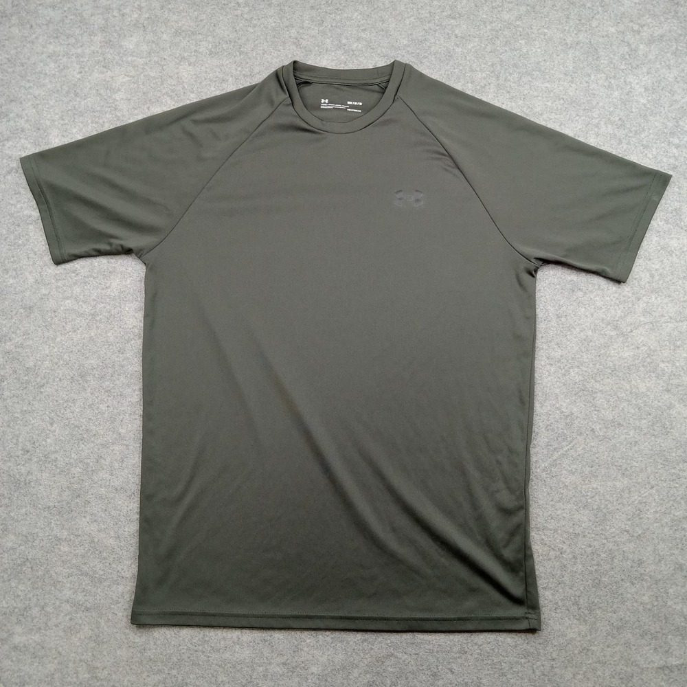 Under Armour Shirt Mens Medium Green HeatGear Short Sleeve Athletic Top Training